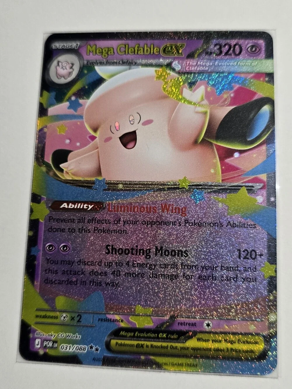 ​Pokemon Mega Clefable ex 031/088 Double Rare Perfect Order ME03 Holo Pack Fresh